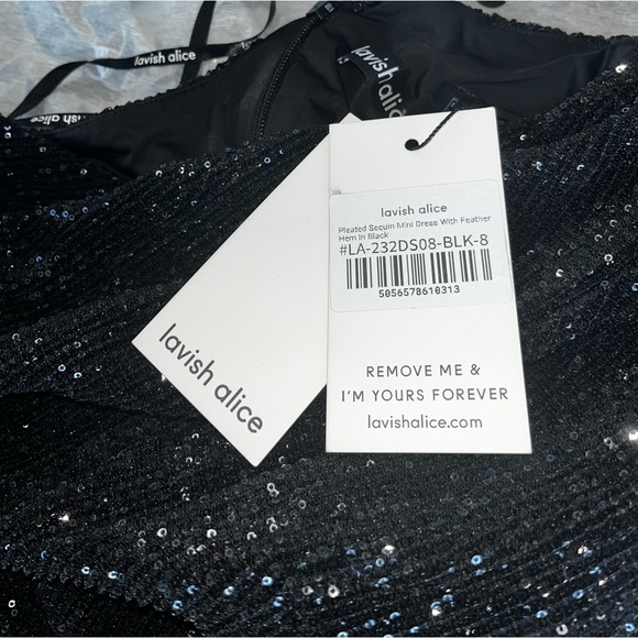 Lavish Alice: Feather-Trimmed Sequined Minidress (NWT) - Picture 6 of 17